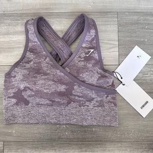 Gymshark Seamless Camo Sports Bra Lavender Grey